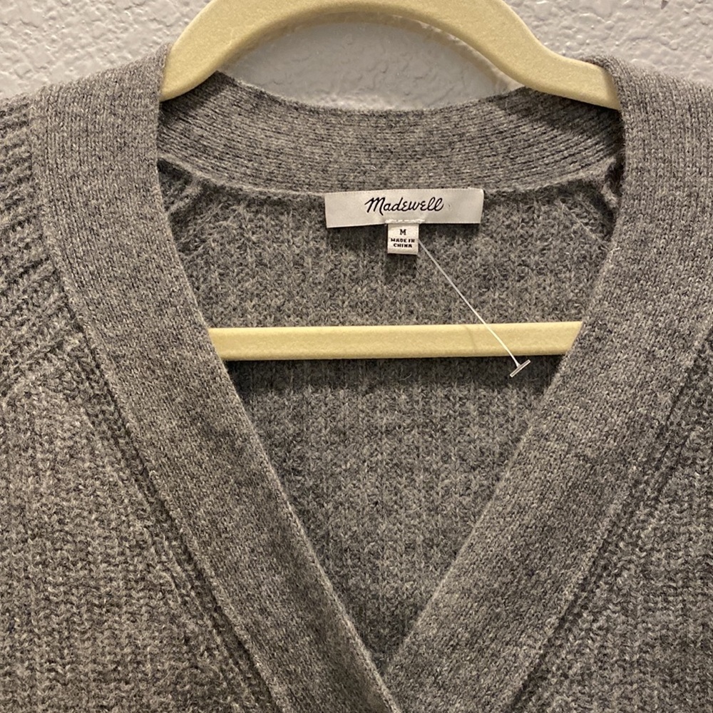 MADEWELL Lyle Rib Henley gray Sweater MA741, size Medium, NWOT - Picture 4 of 11